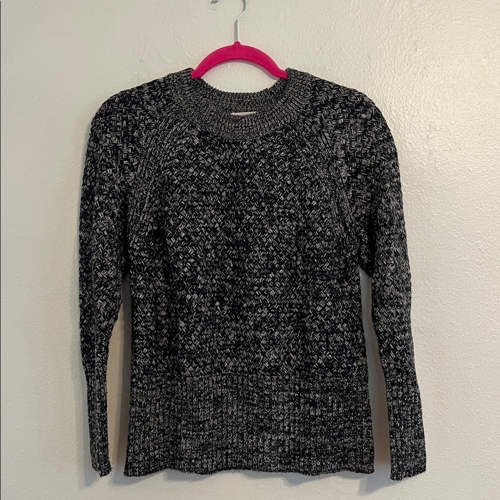 Black /White SZ M Tweed Crewneck Knit  Sweater Gorpcore Winter Cabin Academia